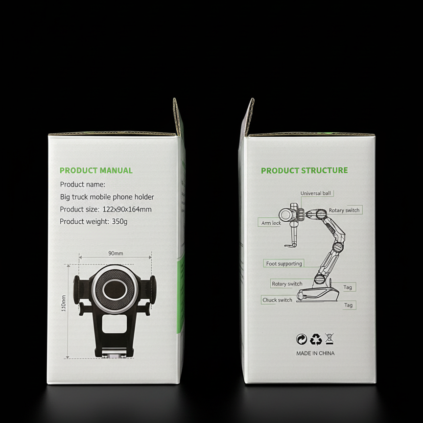 Heavy-Duty Big Truck Mobile Phone Holder with 360° Rotation